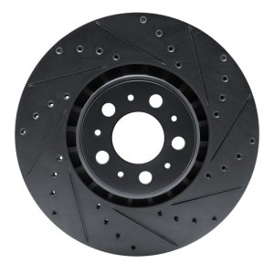 Volvo XC90 Brake Rotor (1) - Front Right - R1 Concepts - Drilled & Slotted - Black - `03-`09